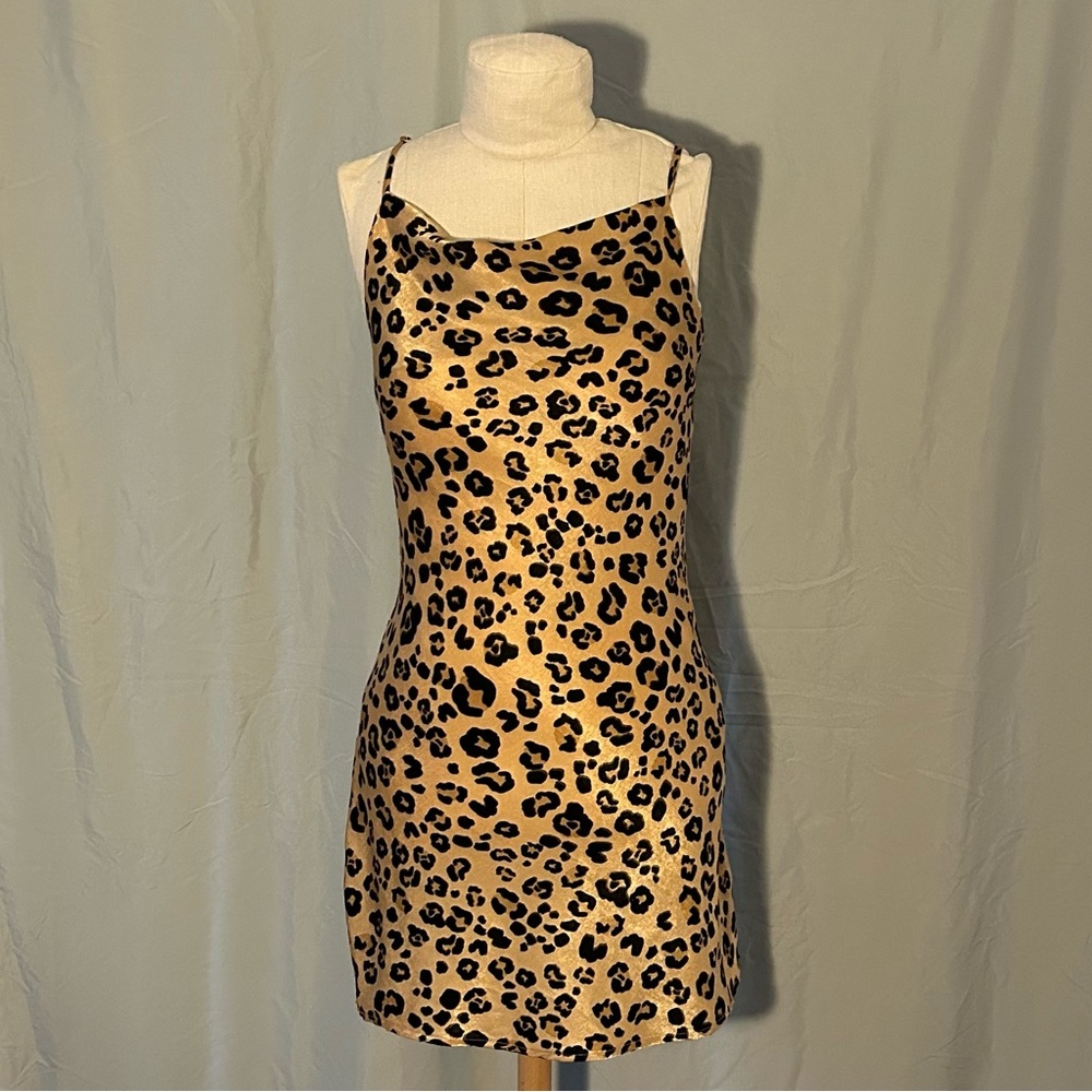 Olivaceous Mini Cheetah Slip Dress